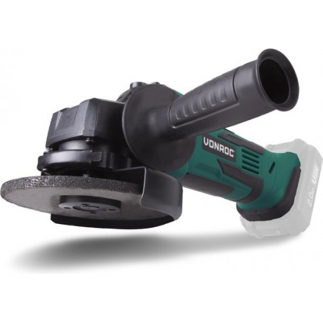 VONROC Accu Haakse Slijper – VPower 20V (Excl. accu & lader) – Ø115MM – Incl. zijhandgreep & tas