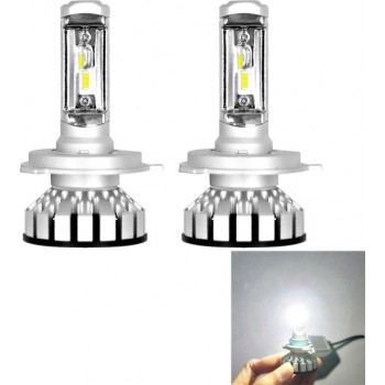 2 STKS R8 9003 / HB2 / H4 / Hallo / Lo 30W 3500LM 6000K IP65 Waterdichte auto LED koplamp met 2 COB lampen, DC 9-36V (wit licht)