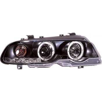 AutoStyle Set Koplampen passend voor BMW 3-Serie E46 Coupe/Cabrio 1999-2002 - Zwart - incl. Angel-Eyes & Motor