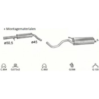 Complete uitlaat Volkswagen Beetle 1.6 11/1999 - 12/2010 ( Set 3C )