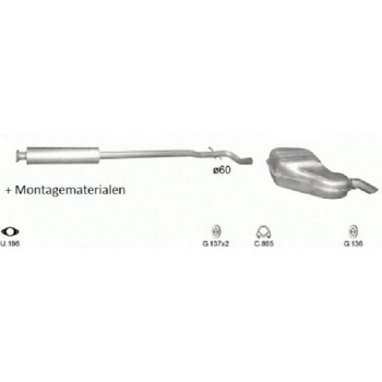 Complete Uitlaat Volvo V70 2.4I Turbo 2003-2004 (Set1511)