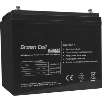 Green Cell 12V 84Ah VRLA AGM accu met B4 Terminal