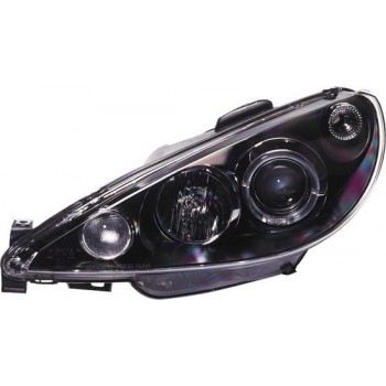 AutoStyle Set Koplampen passend voor Peugeot 206 1998-2002 excl. GTi - Zwart - incl. Angel-Eyes