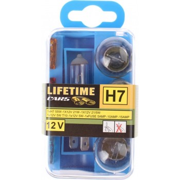 Lifetime Cars Reservelampenset Auto H7 12 Volt 8-delig