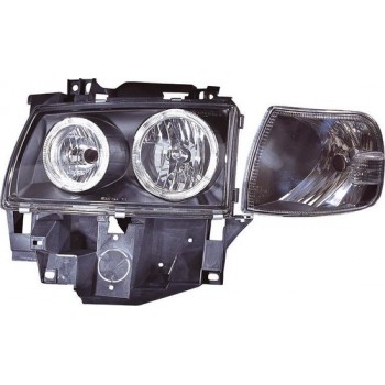 Depo Set koplampen + knipperlichten passend voor Volkswagen Transporter T4 1990-1995 - Zwart + LED Cell-Rim