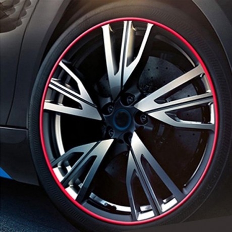 Universele decoratieve krasbestendig Stickup 8M flexibele auto wielnaaf TRIM lijstwerk Shining decoratie Strip (rood)