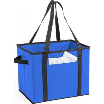 2x stuks auto kofferbak/kasten organizer tassen blauw vouwbaar 34 x 28 x 25 cm - Vouwbaar - Auto opberg accessoires