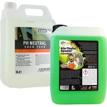 Velgenreiniger Alu Teufel Speciaal 5 Ltr  + 5 Ltr SnowFoam Voordeel pakket twv € 95,-