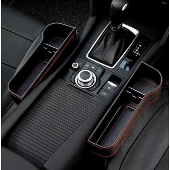 Zamba Luxe Auto Organizer - 2 Stuks (Links + Rechts) Opbergvakken - Auto Bekerhouder/Telefoonhouder - Zwart