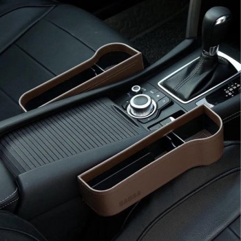 Zamba Luxe Auto Organizer - 2 Stuks (Links + Rechts) Opbergvakken - Auto Bekerhouder/Telefoonhouder - Bruin
