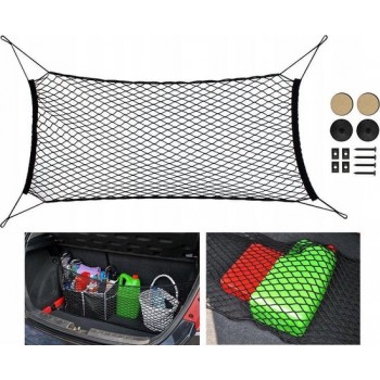 LOUZIR Universeel Auto Kofferbak Bescherming Net - Bagagenet Organizer - Kofferbaknet Beschermer - XL Zwart