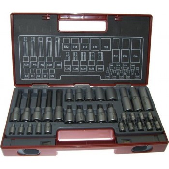 Professionele 32 Delige Torx Bit en Ster doppenset Chroom Vanadium dopsleutel bitjes in opbergkoffer