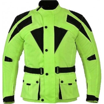 Urban Leather Cordura Motorjas Heren - Fluor Geel - Maat M