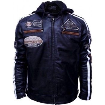 Urban Leather Fifty Eight Leren Motorjas Heren - Zwart - Maat L