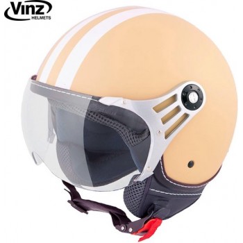 Vinz Fiori Scooterhelm Vespahelm Fashion Helm - Mat Creme / Wit