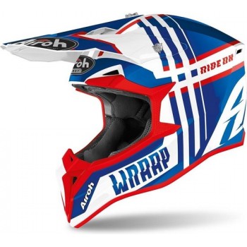 Airoh Wraap Broken Blue Red Gloss Full Face Helmet S