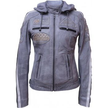 Urban Leather Fifty Eight Leren Motorjas Dames - Grijs - Maat L