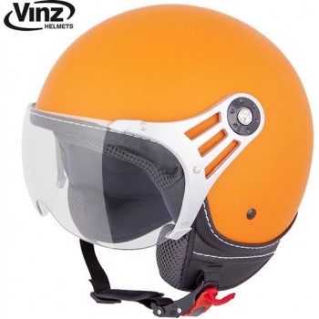 Vinz Stelvio Fashionhelm / Scooterhelm / Brommerhelm - Mat Oranje