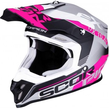 Scorpion Crosshelm VX-16 Arhus Matt Silver/Black/Pink-M