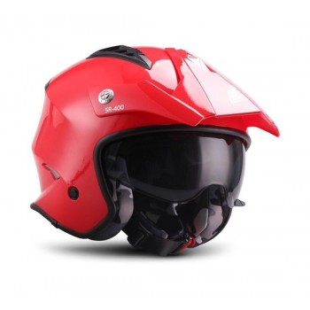 SOXON SR-400 Mono Rood - jethelm, scooter helm, motorhelm dames, heren met zonnescherm en vizier, hoofdomtrek 57 - 58cm M Medium