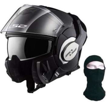 LS2 Valiant modulaire helm + bivakmuts - zwart patent