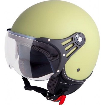Vinz Stelvio Jethelm Helm voor Scooter Fashionhelm - Mat Groen