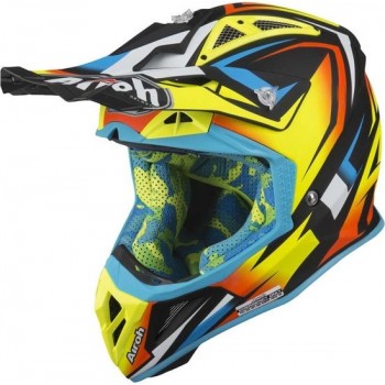 Airoh Aviator 2.3 Fame Mat Geel Zwart Blauw Crosshelm - Motorhelm - Maat L
