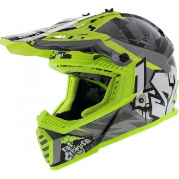 LS2 kinder crosshelm MX437 Fast EVO Mini Crusher zwart geel