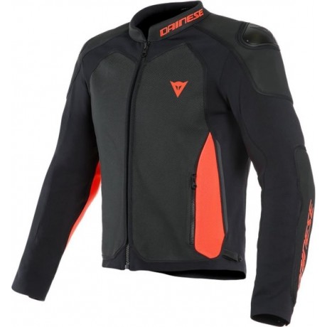 Dainese Intrepida Perforated Mat Black Fluo Red Leather Motorcycle Jacket 52