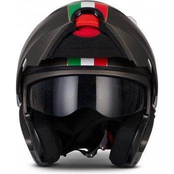MOTO F19 Venice Titan systeemhelm Flip-Up scooterhelm, motorhelm, L, hoofdomtrek 59-60cm