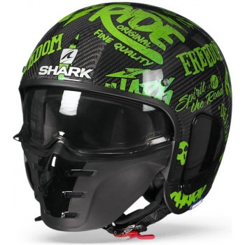 Shark S-Drak Carbonyle Cup Carbon Groen Groen DggJethelm - Motorhelm - Maat L