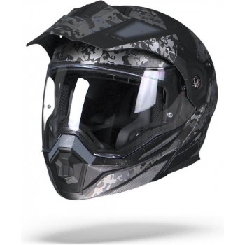 Scorpion ADX-1 Battleflage Mat Zwart Zilver Systeemhelm - Motorhelm - Maat XL