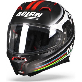 Nolan N87 Sbk N-Com 060 Mat Zwart Wit Rood Integraalhelm - Motorhelm - Maat M