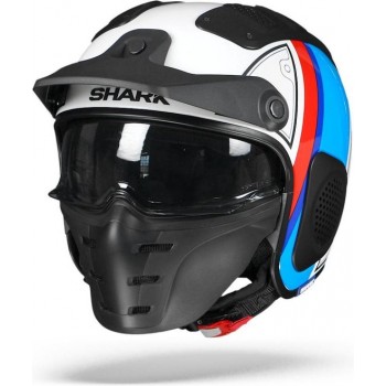 Shark X-Drak Terrence Wit Blauw Rood  Wbr Jethelm - Motorhelm - Maat S