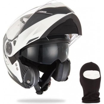 NOX verstelbare helm N965 Score Wit Zwart + Bivakmuts
