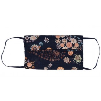 Mondkapje - wasbaar - 2 laags - met elastiek - Zwart Bloemen + Filter