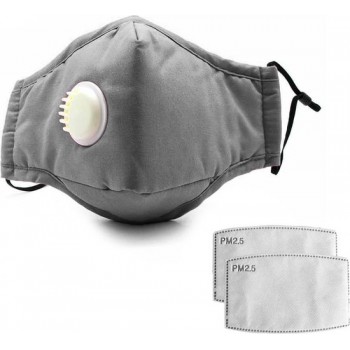Herbruikbaar Masker met filter | Grijs | Katoenen masker, stoffen masker, mode masker, trein masker, OV, stoffen mondkap