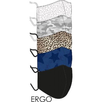 Wasbare mondkapje - 5 stuks in diverse prints - Maat M - 3 laags - Ergonomische Pasvorm