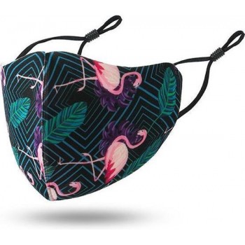 Mondkapje print met Flamingo's print - wasbaar - herbruikbaar - Mondmasker - mondbescherming - flamingo - LunaLux
