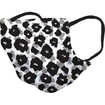 Mondkapje - mondmasker 100% katoen, dubbellaags, filter toepasbaar, trendy print Leopard White