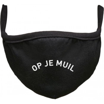 Op je muil Rustaagh mondkapje - gezichtsmasker - wasbaar - niet medisch - zwart - tekst - bedrukt