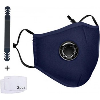Perfect fit mondmasker herbruikbaar met ademventiel - blauw