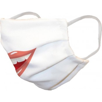 Mondkapje - mondmasker 100% katoen, dubbellaags filter toepasbaar, trendy print Smile Lips