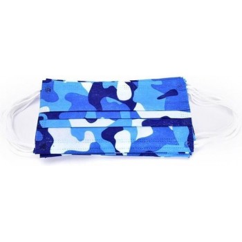 Kinder Mondkapje Wegwerp | Camouflage | Legerkleur | Blauw
