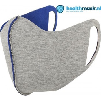 Healthmask Kids mondkapje Lightgrey/CobaltBlue. Handmade in Holland 3 laags neopreen wasbare Mondkapje.