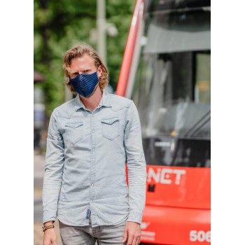 Navy blue gestreept design mondkapje Santevie