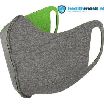 Healthmask Volwassen/Tiener mondkapje Antraciet/Applegreen. Handmade in Holland 3 laags neopreen wasbare Mondkapje.