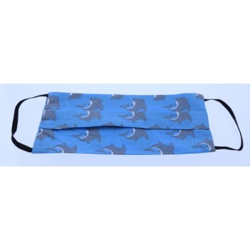 Herbruikbaar katoenen vierhoekige Mondkapje Blauw Dolfijnen