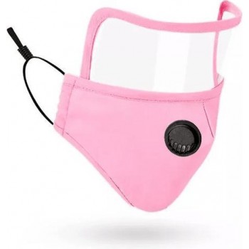 Mondmasker - mondkapje met oogbescherming / spatscherm - roze