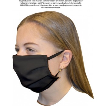 Mondmasker 100% Katoen – Wasbaar – Mondkapjes – Mondkapje – Niet Medisch - Zwart - filter toepasbaar-50 Stuks
